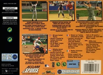 All-Star Baseball 2000 (Europe) box cover back